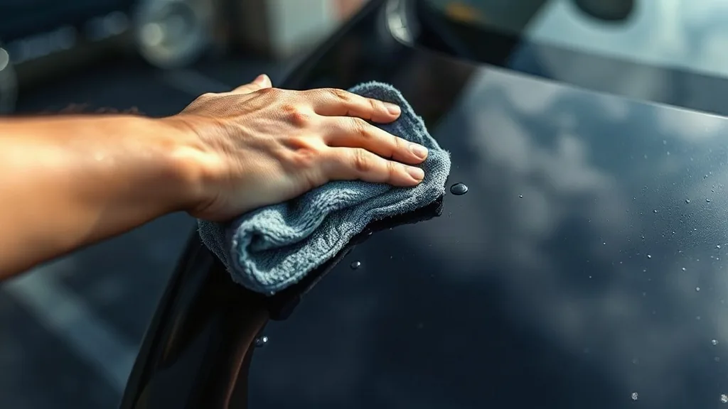Un autolavaggio in funzione, con l'acqua sul parabrezza