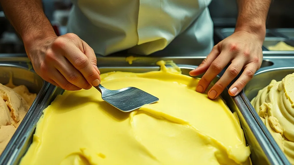 Le vaschette di gelato nel banco refrigerato