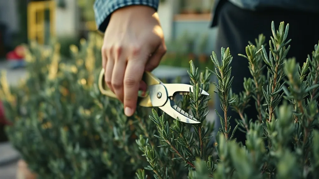Un giardiniere al lavoro con gli attrezzi da potatura