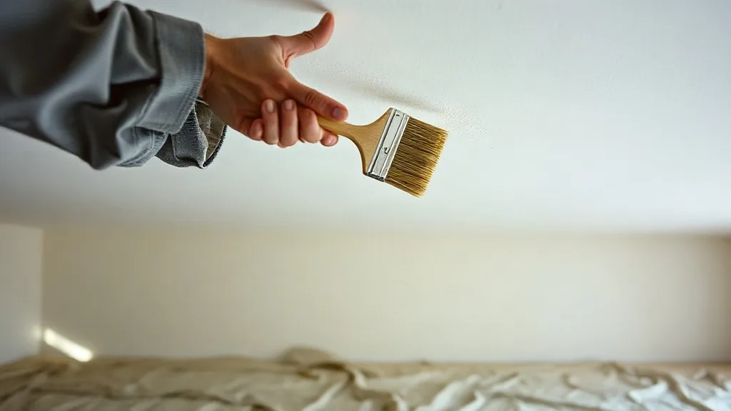 Un imbianchino con il rullo su una parete appena preparata