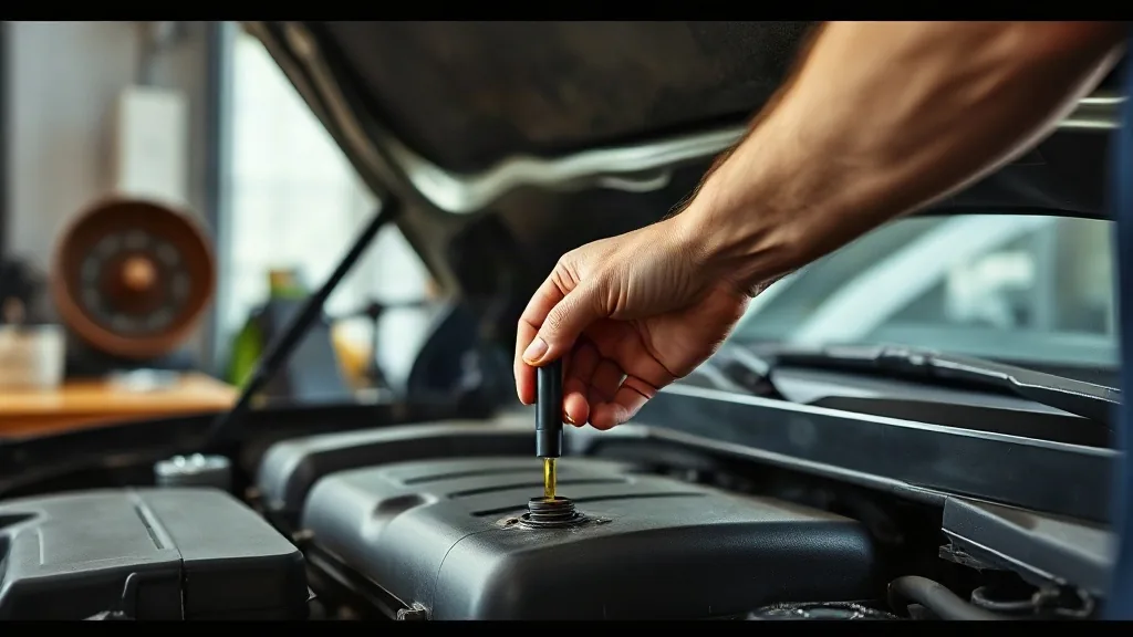 Un meccanico al lavoro su un'auto sollevata in officina