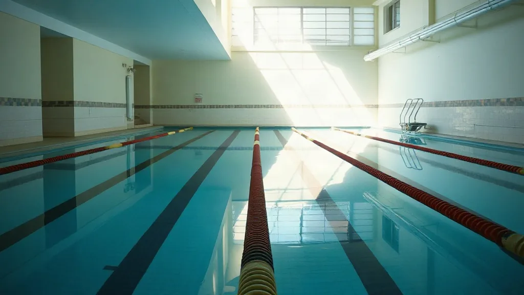Una piscina coperta vista dal bordo
