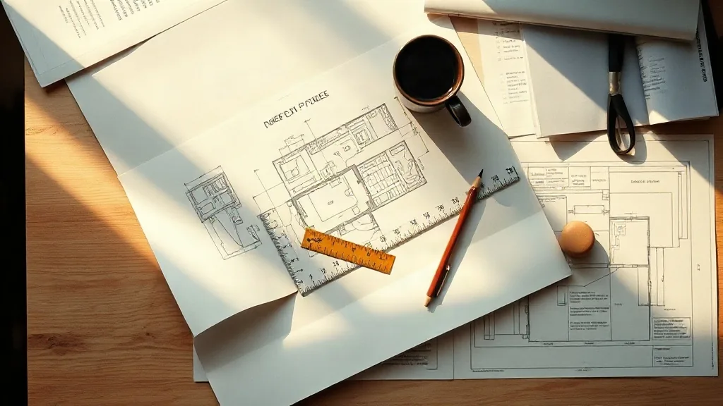 Uno studio tecnico con i disegni stesi sul tavolo