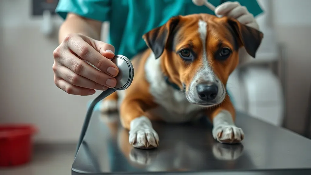 Un ambulatorio veterinario con il tavolo visita